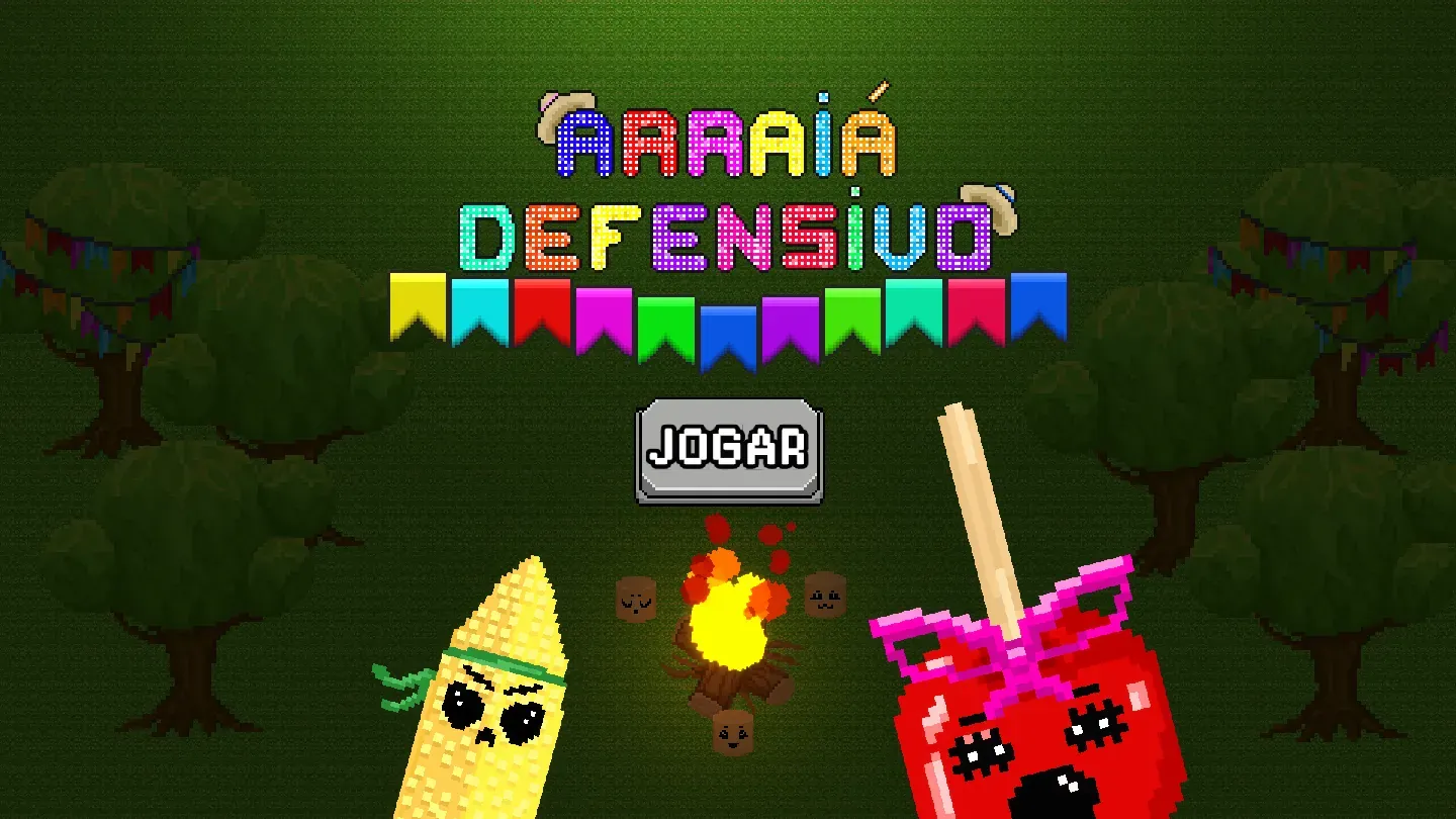 Tela do Arrai Defensivo com a fogueira e as torres